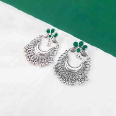 Floral Enamel Chandbali Earrings