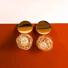 Golden Pearl Interwoven Drop Earrings