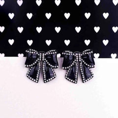 Matte Black Bow Earrings