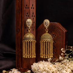 Golden Tassel Jhumka Earring