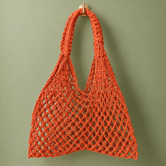 Orange Mesh Crochet Bag