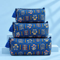 Royal Blue Botanical Pouch Set