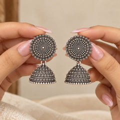 Silver Ethnic Jhumki Dangle Earrings