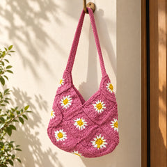 Pink Daisy Dream Crochet Bag