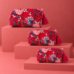 Ruby Bloom Floral Pouch Set