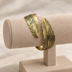 Antique Gold Feather Cuff