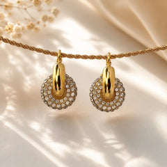 Crystal Interlock Hoop Earrings - 18K Gold Plated