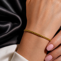 Silver Citrine Stone Chain Bracelet - Silver 925
