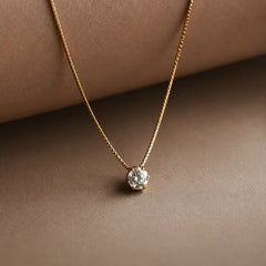 Minimal Round Crystal Chain Necklace - 18K Gold Plated