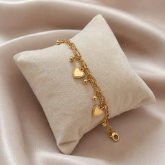 Double Layer Heart Charm Bracelet