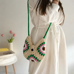 Olive Petal Crochet Bag