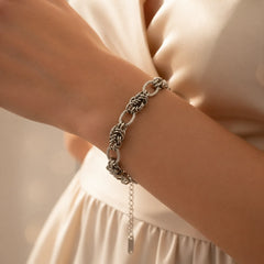 Bold Silver Plated Rope Chain Bracelet - Silver 925