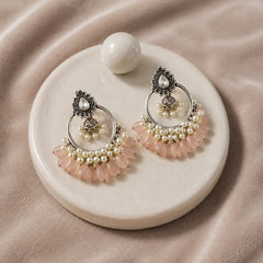 Blush Pink Chandbali Jhumka Earrings