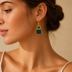 Brass Geometric Block Earrings