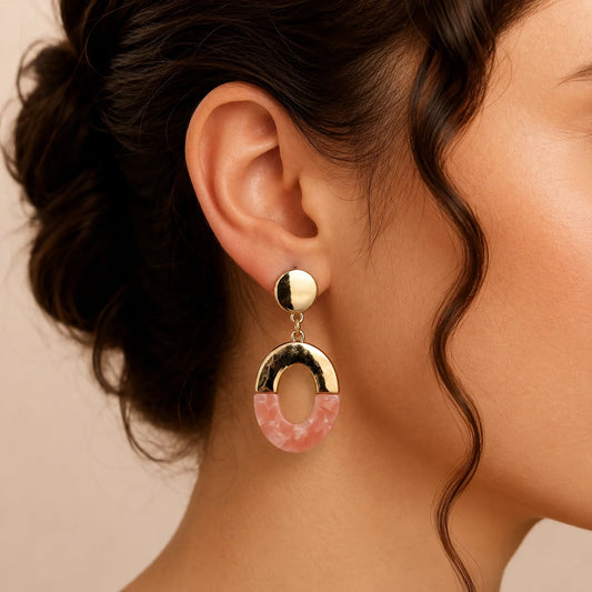 Gold Blush Oval Drop Earrings