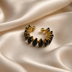 Midnight Crystal Cuff Ring - 18K Gold Plated