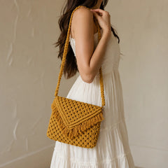 Yellow Macrame Sling Bag