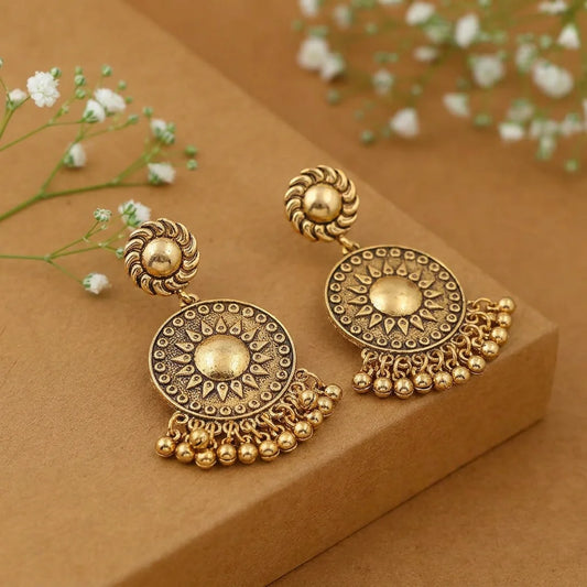 Antique Gold Chakra Dangle Earrings
