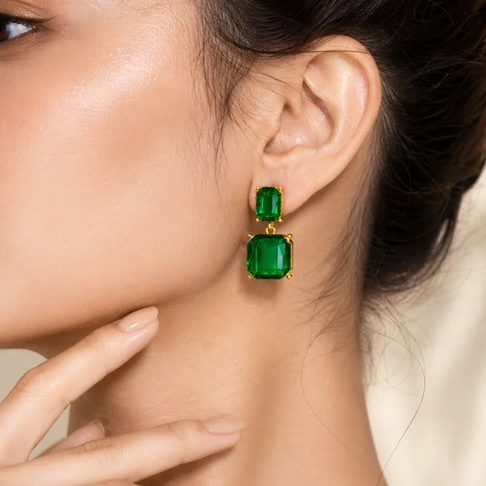 Emerald Drop Statement Earrings