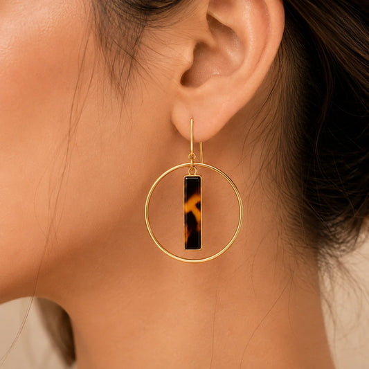 Circular Marble T-Bar Earrings