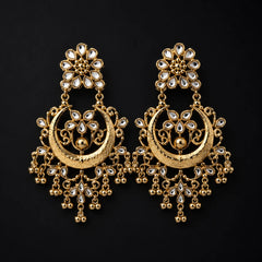 Crescent Chandelier Kundan Earrings