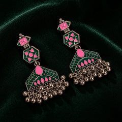 Bright Geometric Dual Coloured Dangle Earrings