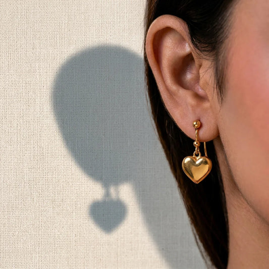 Rose Gold Heart Drop Earrings