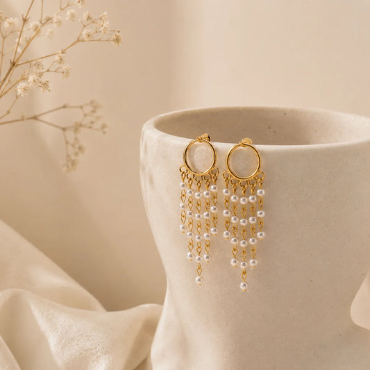 Cascading Pearl Dangle Earrings