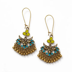 Turquoise Petal Enamel Earrings