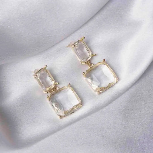 Crystal Golden Dangle Earrings