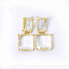Crystal Golden Dangle Earrings