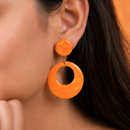 Ochre Yellow Resin Dangle Earrings