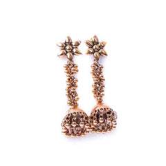 Flower Top Dome Shaped Dangling Jhumka