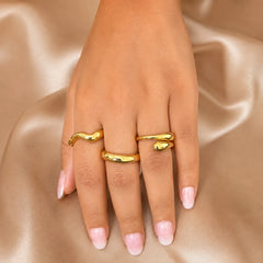 Statement Gold Ring Trio