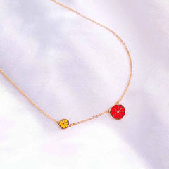 Twin Floral Chain Necklace - 18K Gold Plated