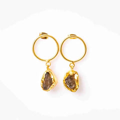 Raw Stone Circular Drop Earrings