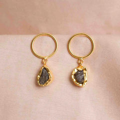 Raw Stone Circular Drop Earrings
