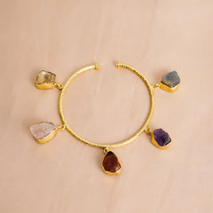 Raw Stone Open Cuff Bracelet