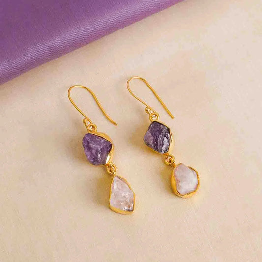 Raw Stone Drop Earrings
