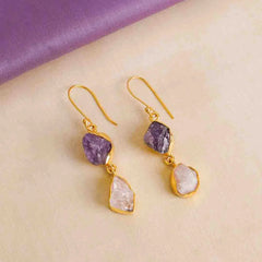 Raw Stone Drop Earrings