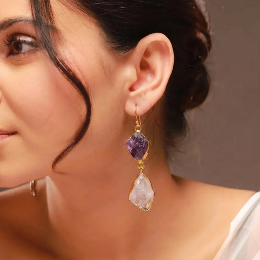 Raw Stone Drop Earrings