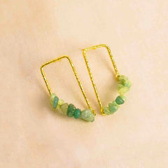 Textured Golden Stone Drop Earrings