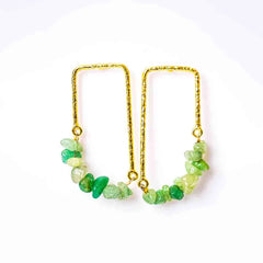 Textured Golden Stone Drop Earrings