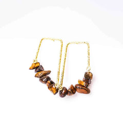 Textured Golden Stone Drop Earrings