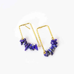 Textured Golden Stone Drop Earrings
