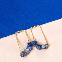 Textured Golden Stone Drop Earrings