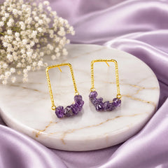 Textured Golden Stone Drop Earrings