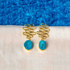 Textured Golden Druzzy Stone Drop Earrings