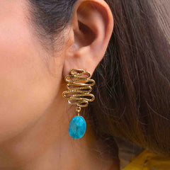Textured Golden Druzzy Stone Drop Earrings