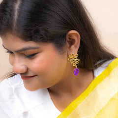 Textured Golden Druzzy Stone Drop Earrings